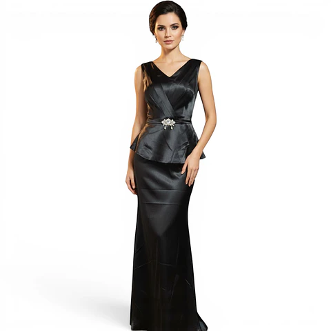 Vestido de Fiesta / Gala Corte Sirena Cintura Peplum - Talla S