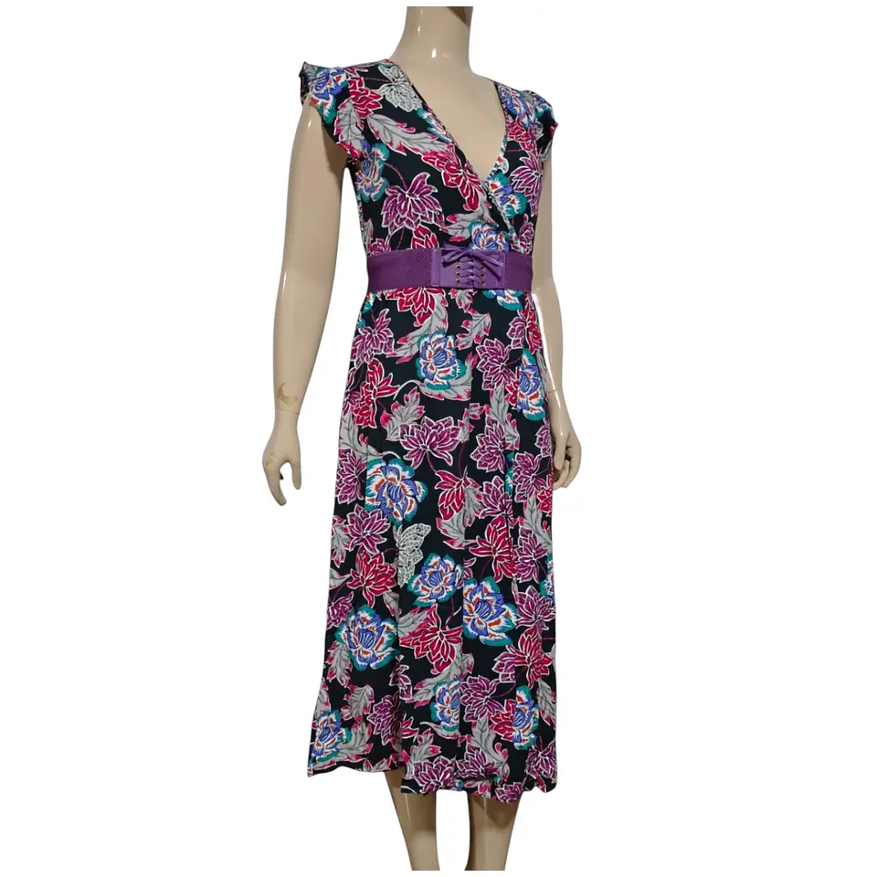 Maxi Vestido Tatienne Escote Cruzado Con Cinturón - Talla M 4