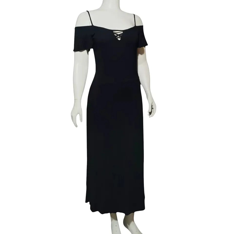 Maxi Vestido con Hombros Caídos - Talla M 4