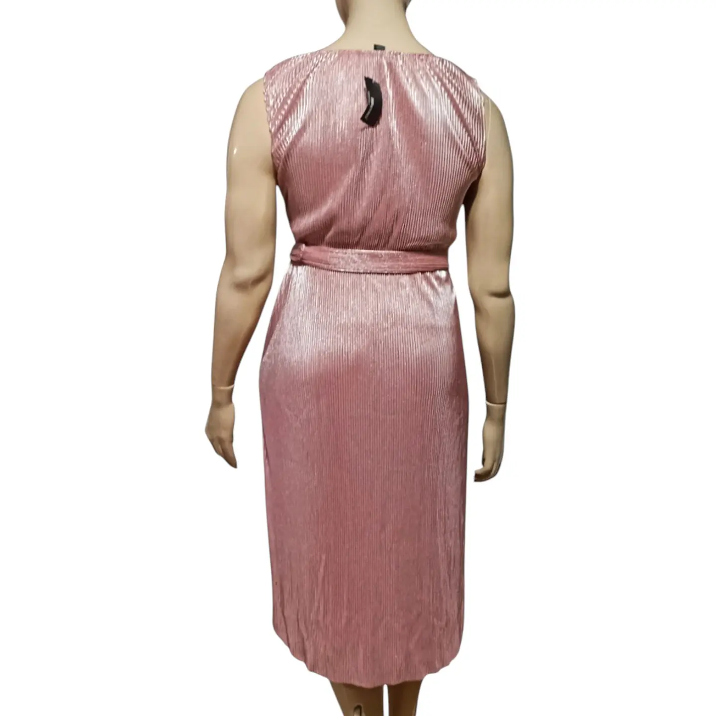 Vestido de Fiesta Midi Plisado Rosa Metalizado - Talla L 5