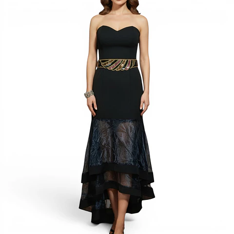 Vestido de Fiesta Strapless con Falda Sirena - Talla M