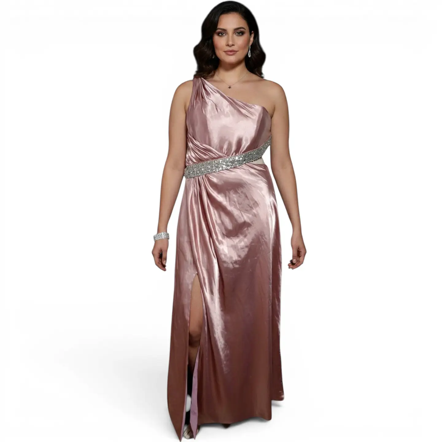 Vestido de Fiesta de Un Hombro con Espalda Descubierta  1