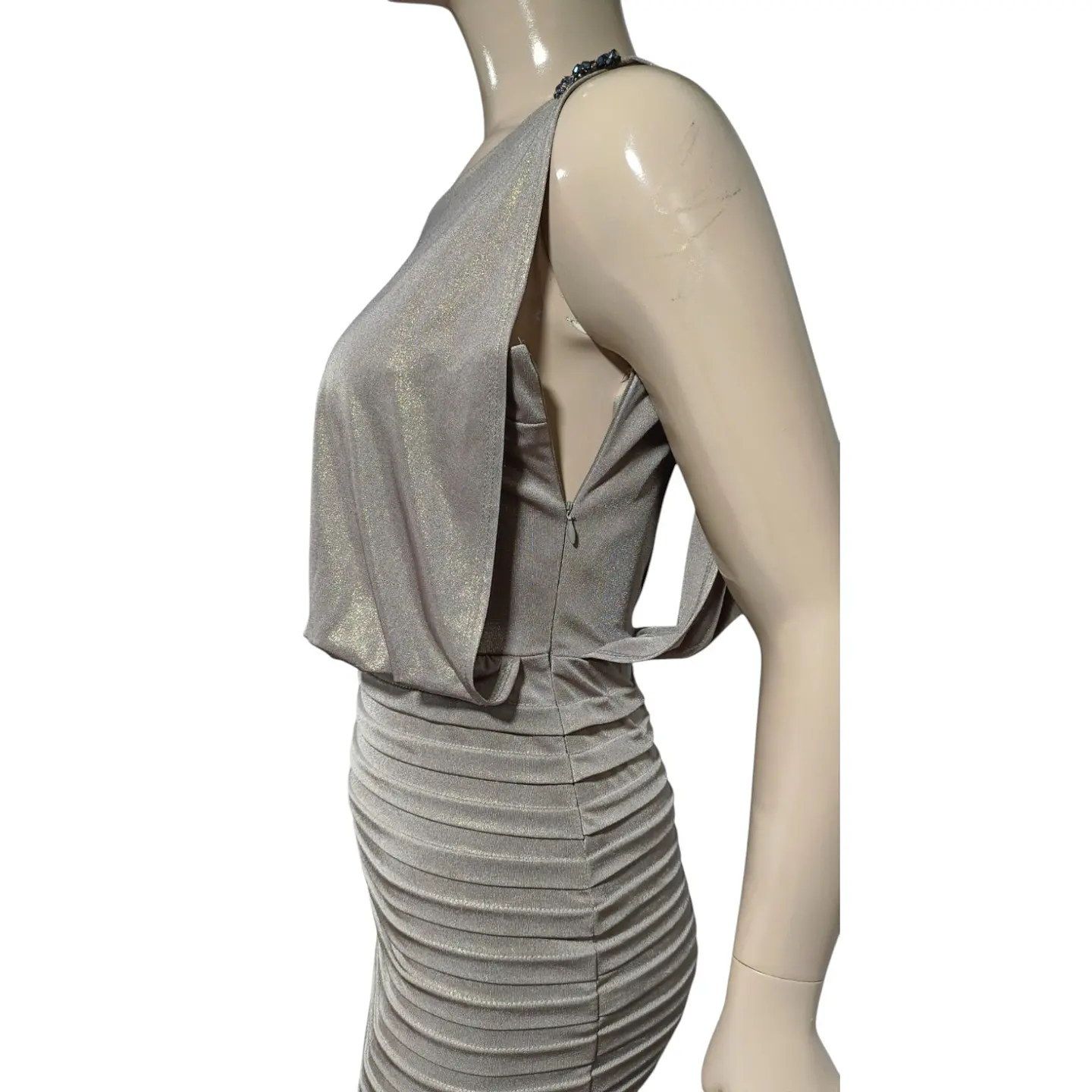 Vestido De Fiesta Estilo Blusón Drapeado Xscape Talla S / M 5