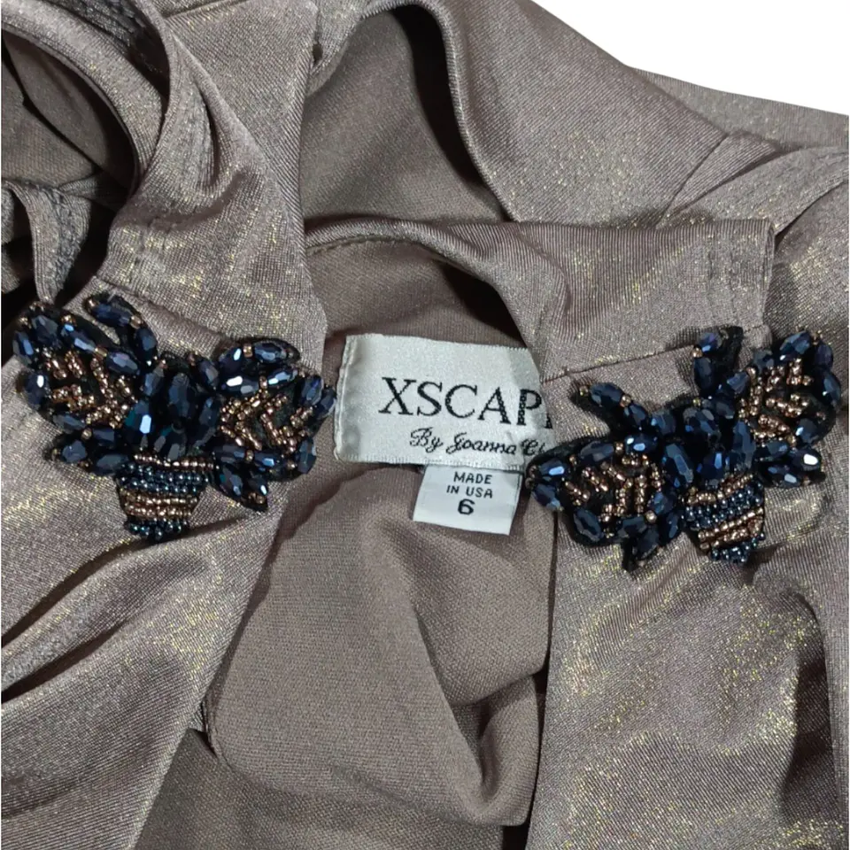 Vestido De Fiesta Estilo Blusón Drapeado Xscape Talla S / M 9
