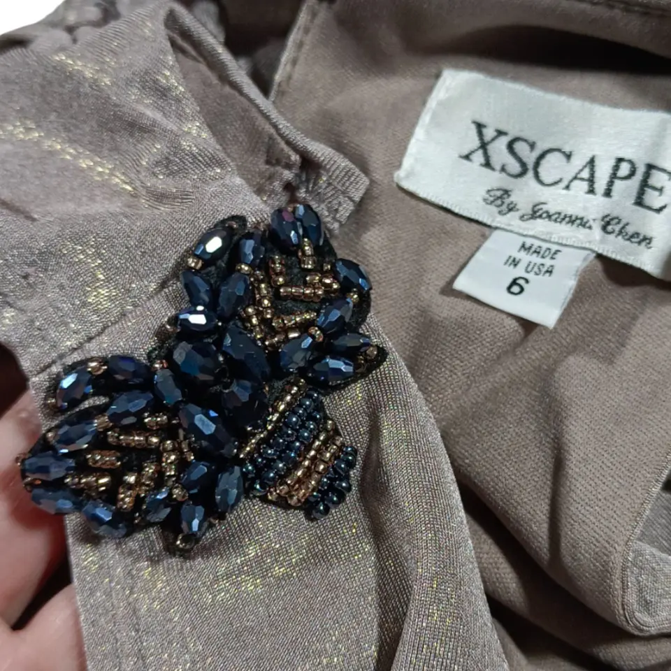 Vestido De Fiesta Estilo Blusón Drapeado Xscape Talla S / M 10