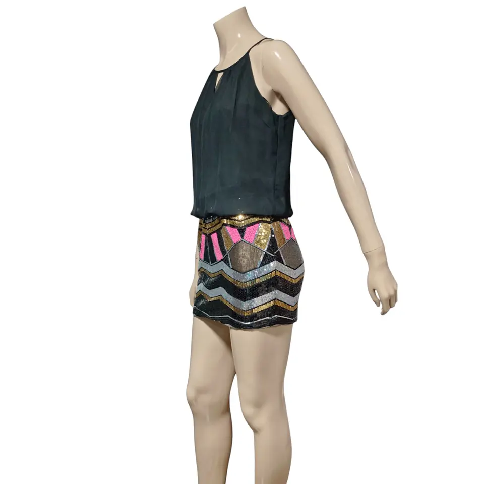 Vestido Fiesta con Mini Falda de Lentejuelas - Talla S 5