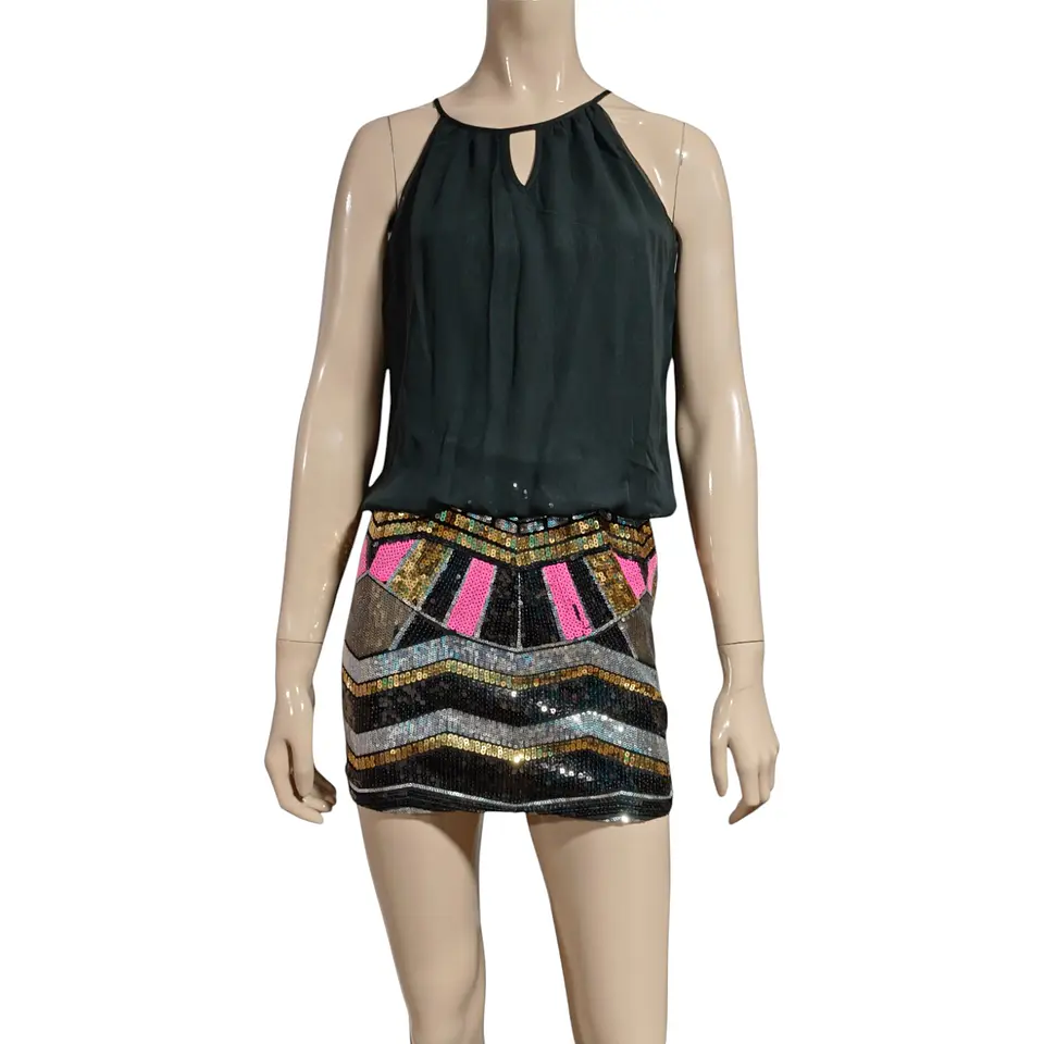 Vestido Fiesta con Mini Falda de Lentejuelas - Talla S 2