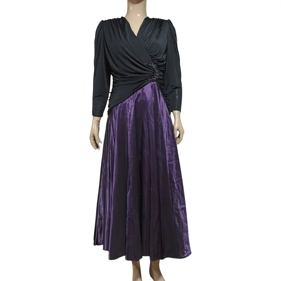 Vestido de Fiesta Vintage Años 80s Drapeado - Talla M 2