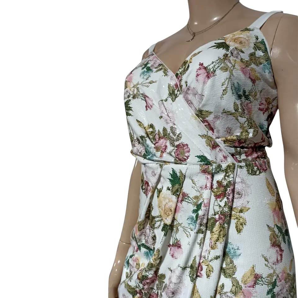 Vestido de Fiesta Floral Cubierto Lentejuelas Talla XL - 2XL 7