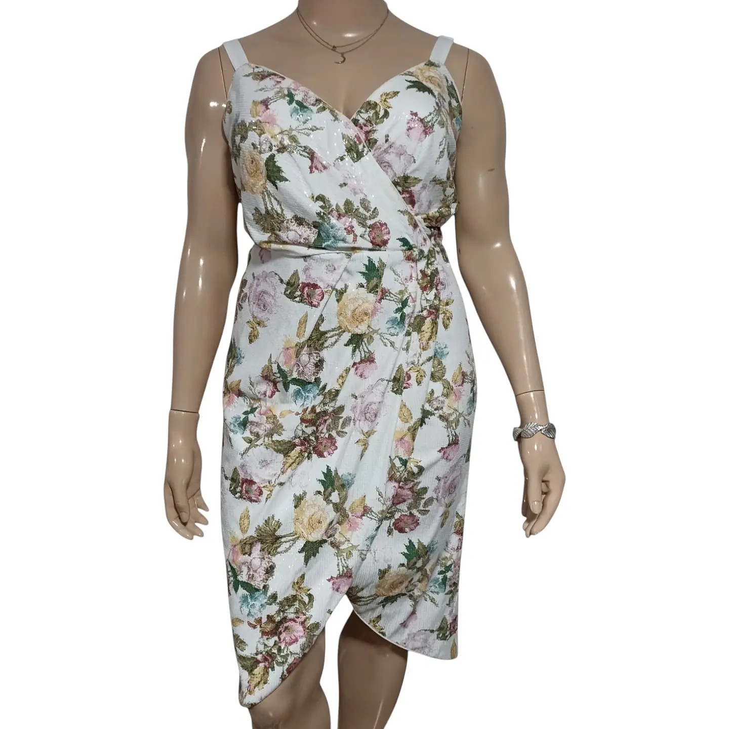 Vestido de Fiesta Floral Cubierto Lentejuelas Talla XL - 2XL 4