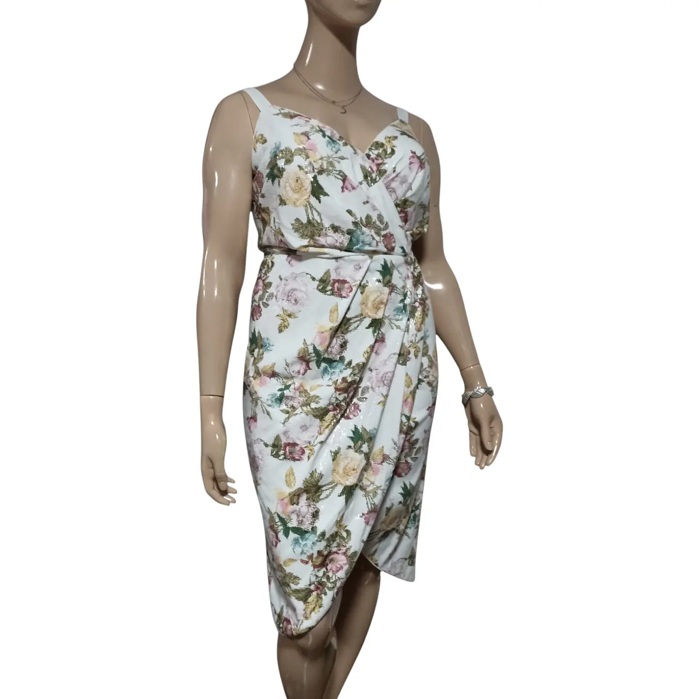 Vestido de Fiesta Floral Cubierto Lentejuelas Talla XL - 2XL 5
