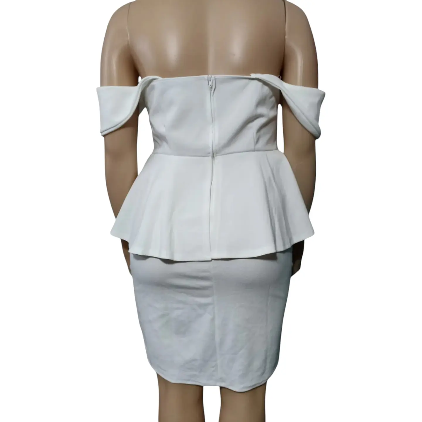 Vestido Blanco Formal - Fiesta Cintura Peplum Talla Grande 2XL 6