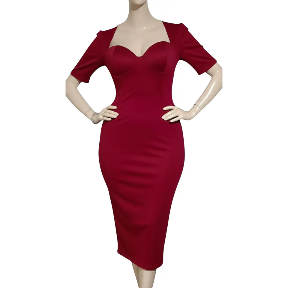 Vestido Fiesta Escote Corazón Abertura en Muslo Talla XL 2