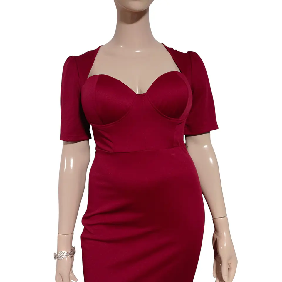 Vestido Fiesta Escote Corazón Abertura en Muslo Talla XL 5