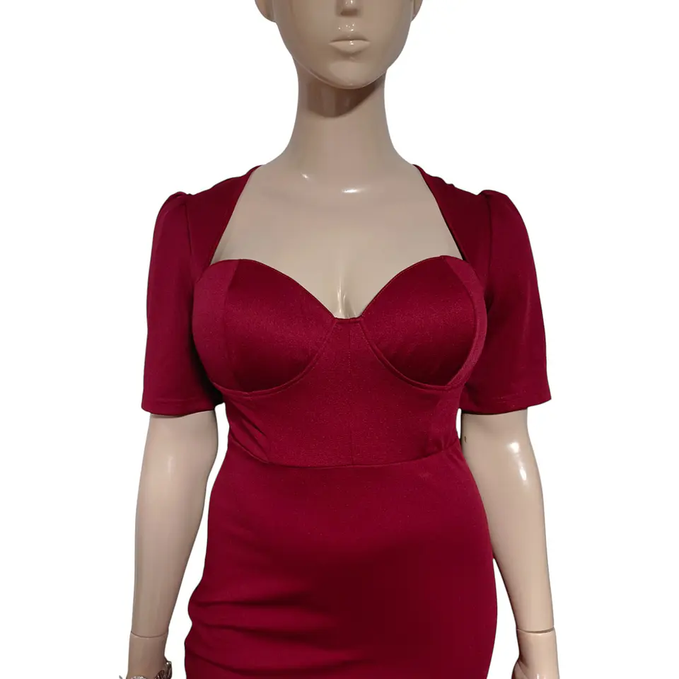 Vestido Fiesta Escote Corazón Abertura en Muslo Talla XL 6