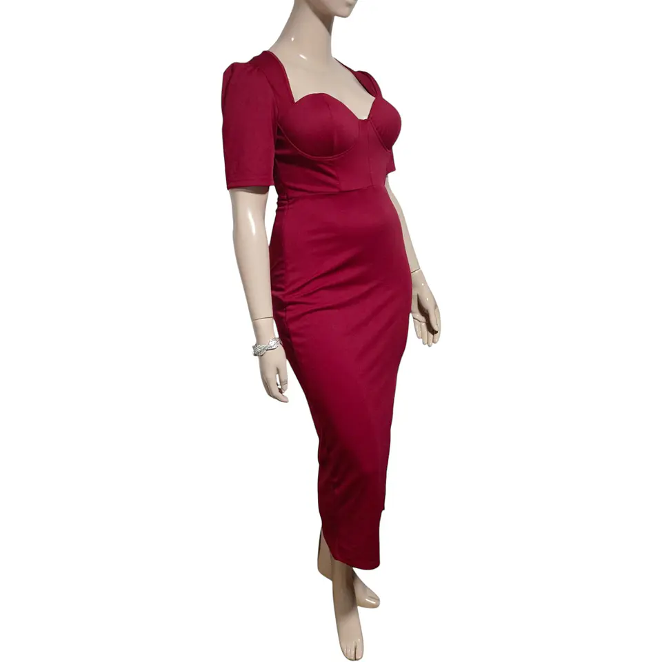 Vestido Fiesta Escote Corazón Abertura en Muslo Talla XL 4