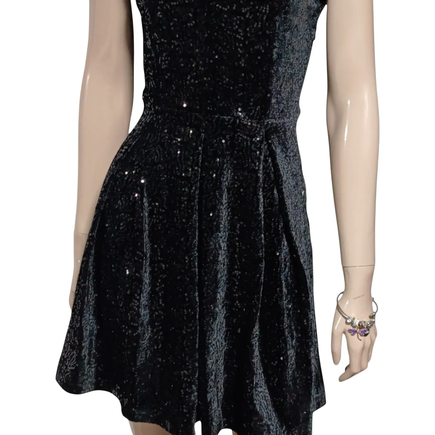Vestido Fiesta Terciopelo Negro con Lentejuelas - Talla XS 6