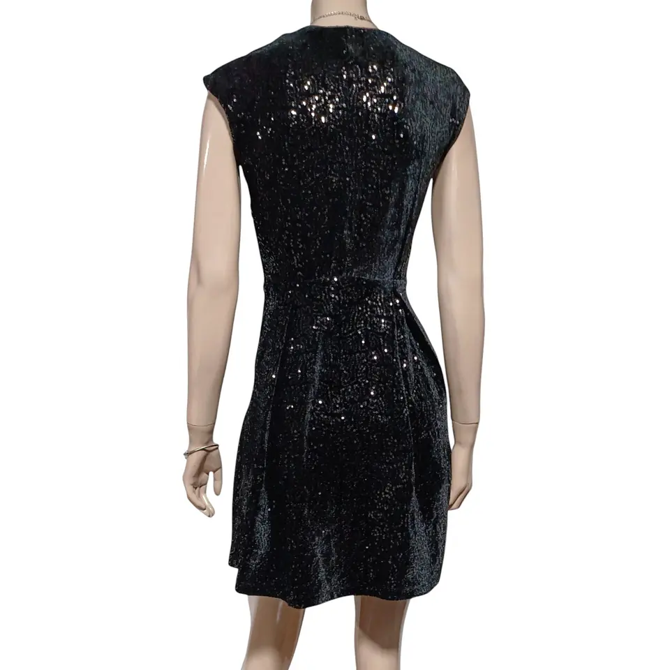 Vestido Fiesta Terciopelo Negro con Lentejuelas - Talla XS 7