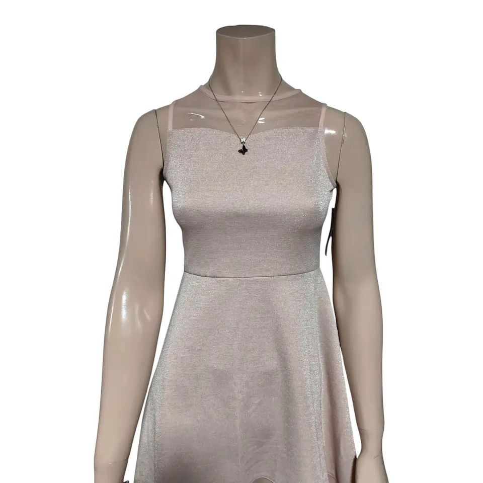 Vestido de Fiesta Corto Rosa Pálido Con Brillos - Talla S 5