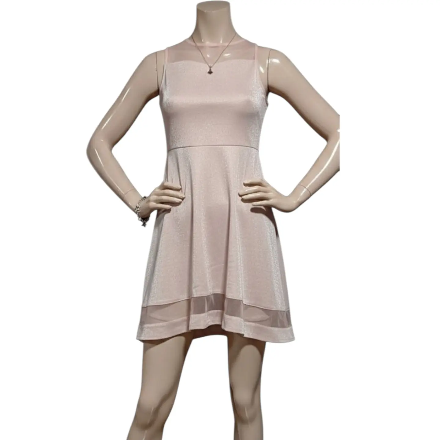 Vestido de Fiesta Corto Rosa Pálido Con Brillos - Talla S 2