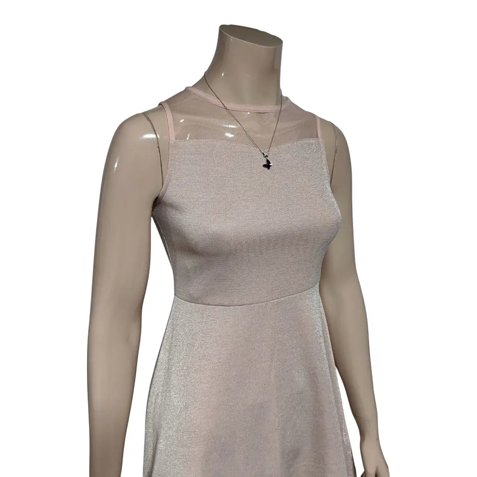 Vestido de Fiesta Corto Rosa Pálido Con Brillos - Talla S 6