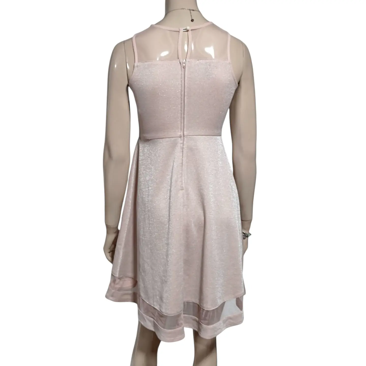 Vestido de Fiesta Corto Rosa Pálido Con Brillos - Talla S 7