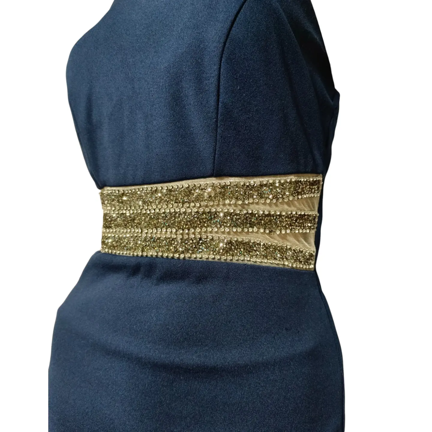 Vestido de Fiesta Cuello Halter Cintura Strass - Talla S 5