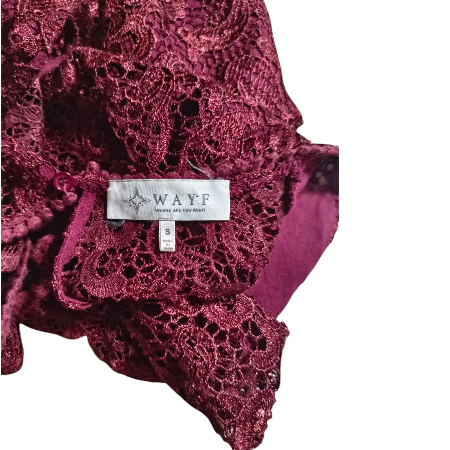Mini Vestido de Fiesta de Encaje Burdeo - Talla S 8