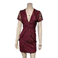 Mini Vestido de Fiesta de Encaje Burdeo - Talla S - Miniatura 5