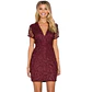 Mini Vestido de Fiesta de Encaje Burdeo - Talla S - Miniatura 2