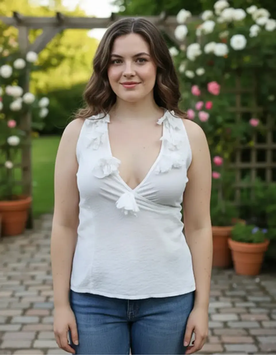 Blusa Banca Cruzada Sin Mangas Escote Profundo Talla L 1