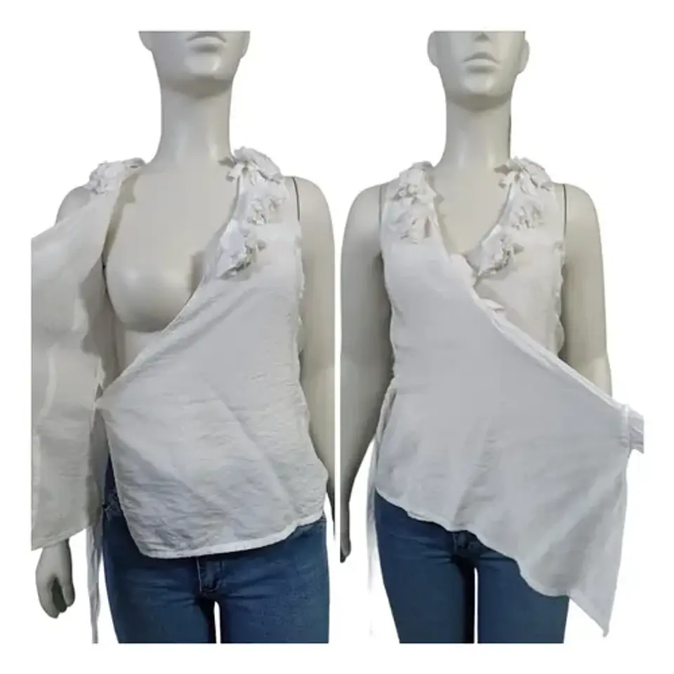 Blusa Banca Cruzada Sin Mangas Escote Profundo Talla L 5