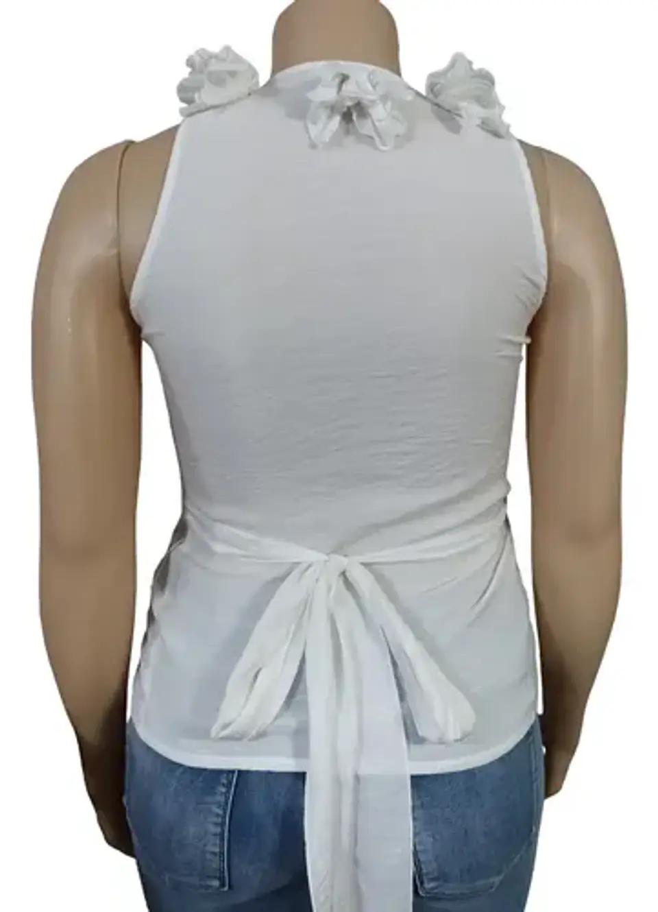 Blusa Banca Cruzada Sin Mangas Escote Profundo Talla L 6
