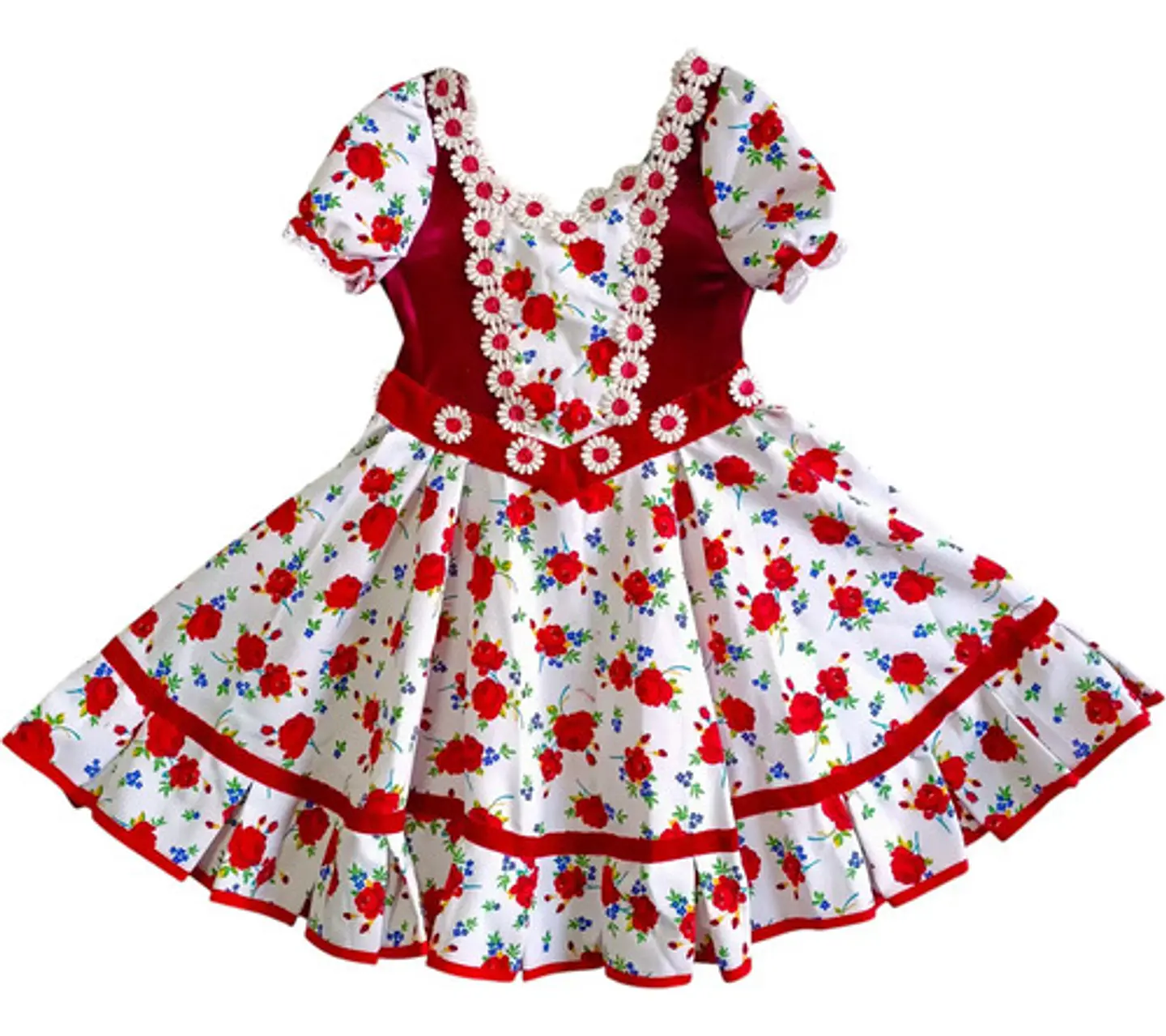Vestido Huasa China Estampado Floral Para Niña 6 A 8 Años 4