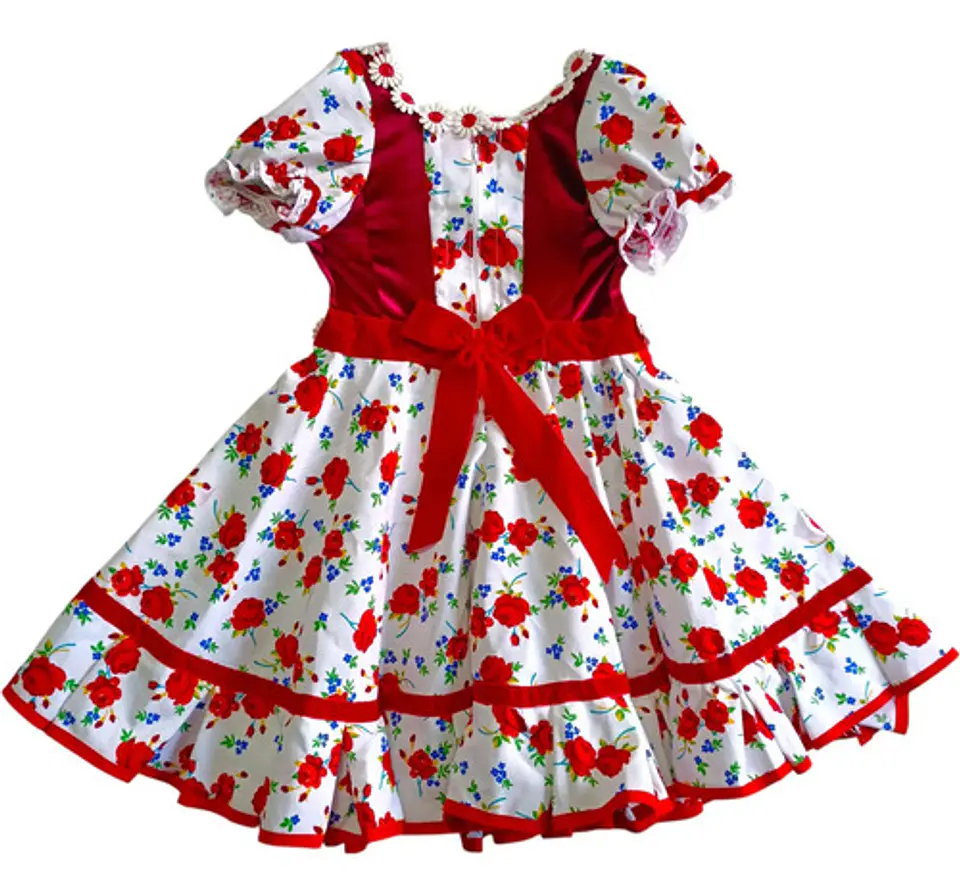 Vestido Huasa China Estampado Floral Para Niña 6 A 8 Años 5