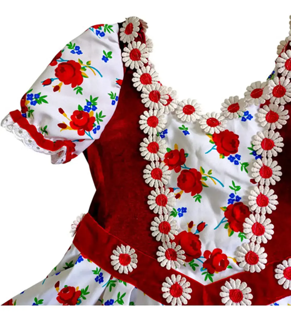 Vestido Huasa China Estampado Floral Para Niña 6 A 8 Años 7