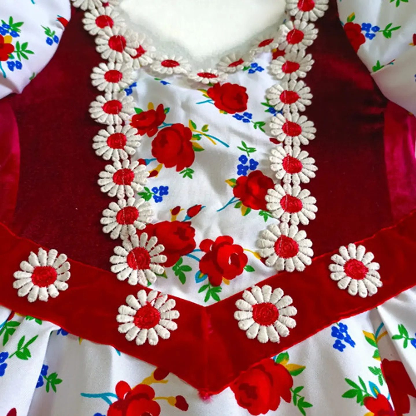 Vestido Huasa China Estampado Floral Para Niña 6 A 8 Años 8