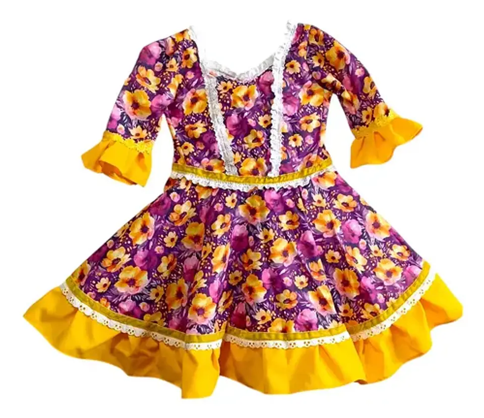 Vestido Huasa China Manga 3/4 -  Para Niña De 6 A 7 Años 5