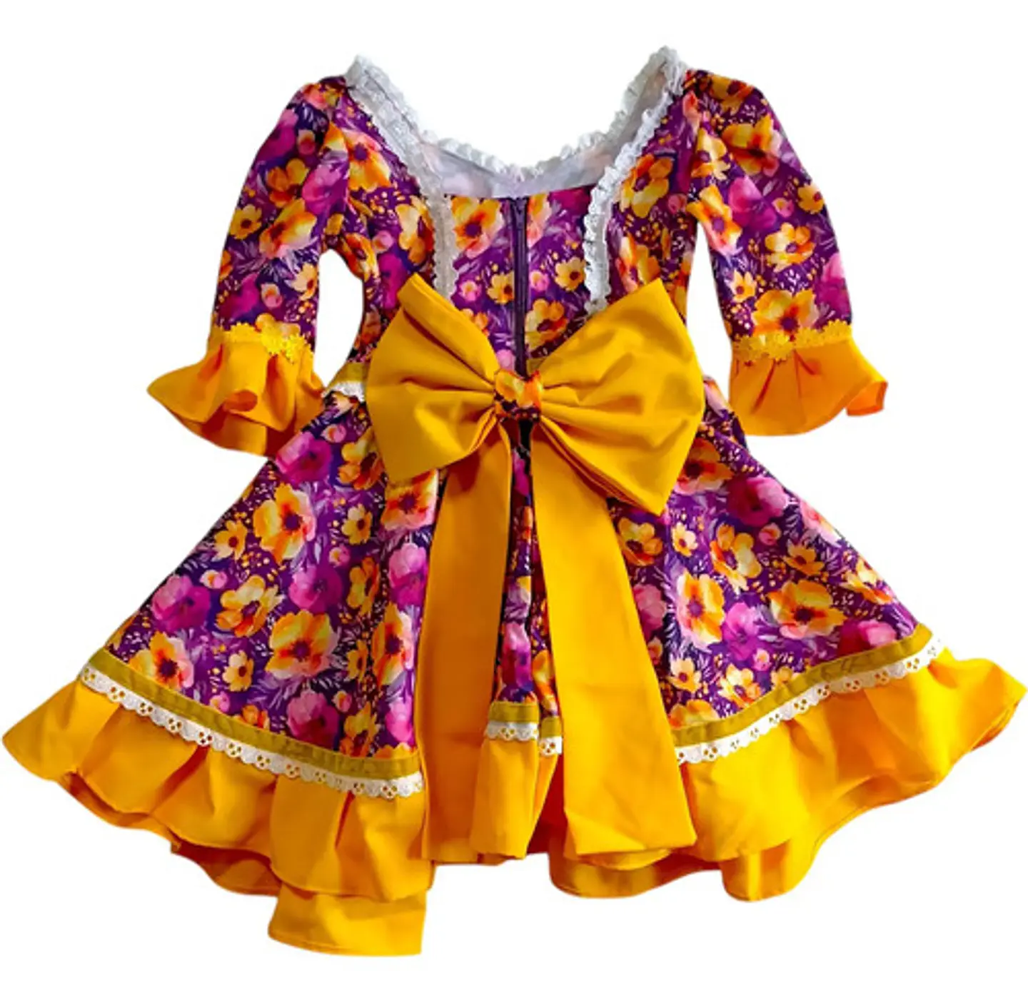 Vestido Huasa China Manga 3/4 -  Para Niña De 6 A 7 Años 6