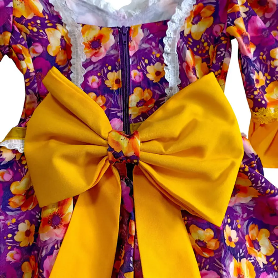 Vestido Huasa China Manga 3/4 -  Para Niña De 6 A 7 Años 8