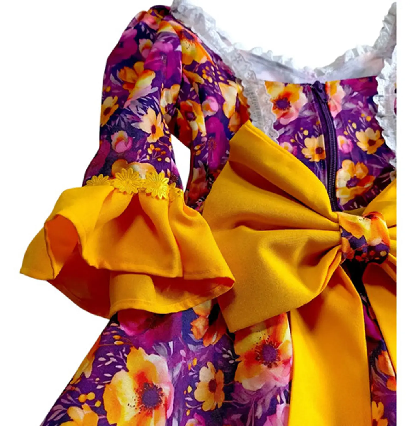 Vestido Huasa China Manga 3/4 -  Para Niña De 6 A 7 Años 9