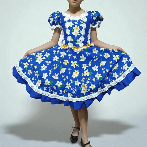 Vestido Huasa China Azul Para Niña 6 A 8 Años - Como Nuevo