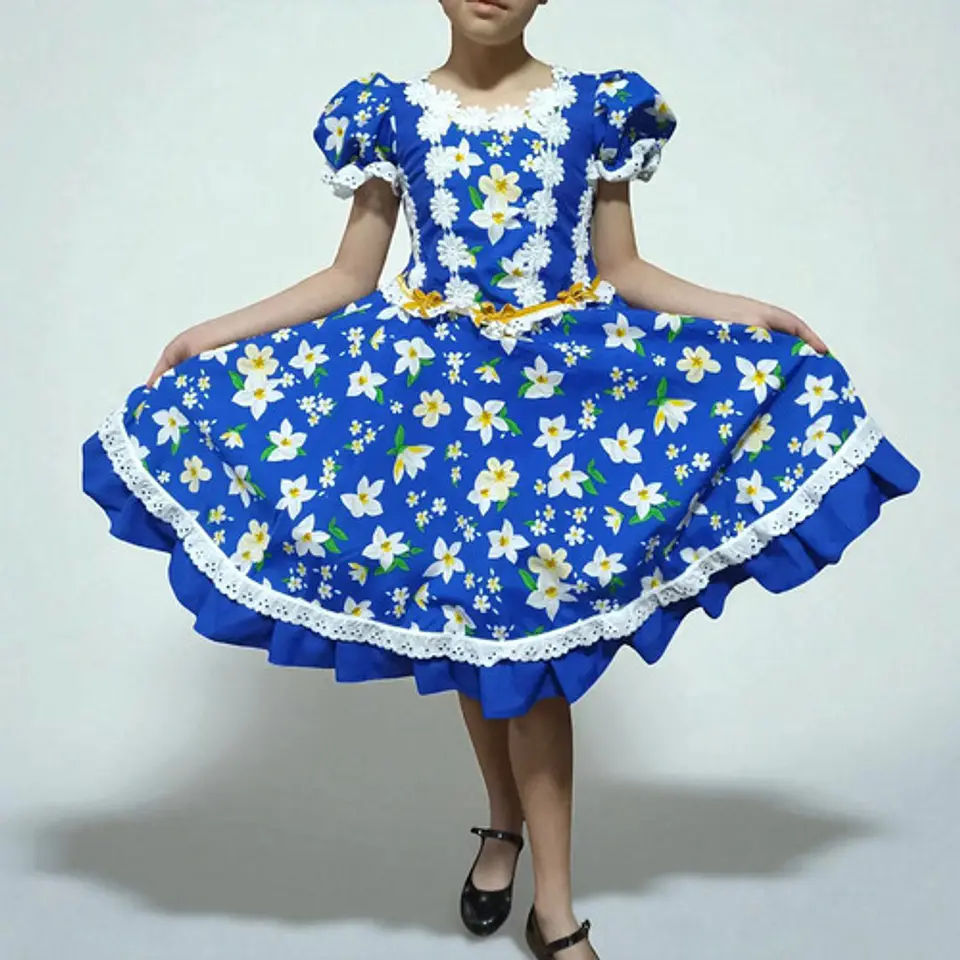 Vestido Huasa China Azul Para Niña 6 A 8 Años - Como Nuevo 1