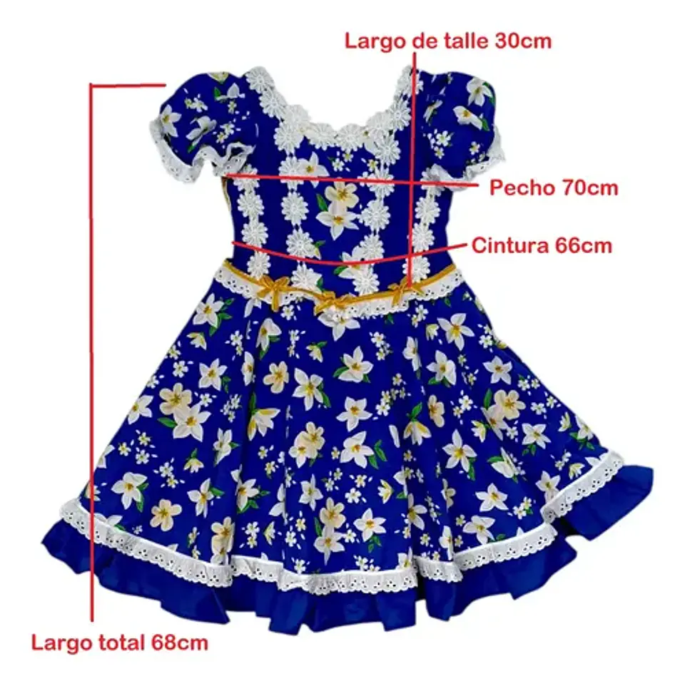 Vestido Huasa China Azul Para Niña 6 A 8 Años - Como Nuevo 10
