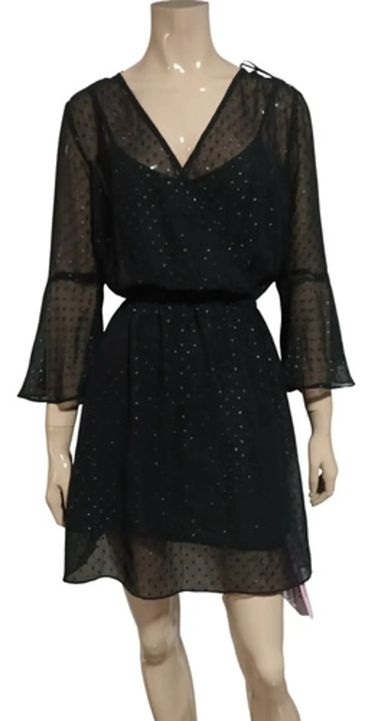 Vestido Corto Formal Coctel H & M De Gasa Y Mangas 3/4 2