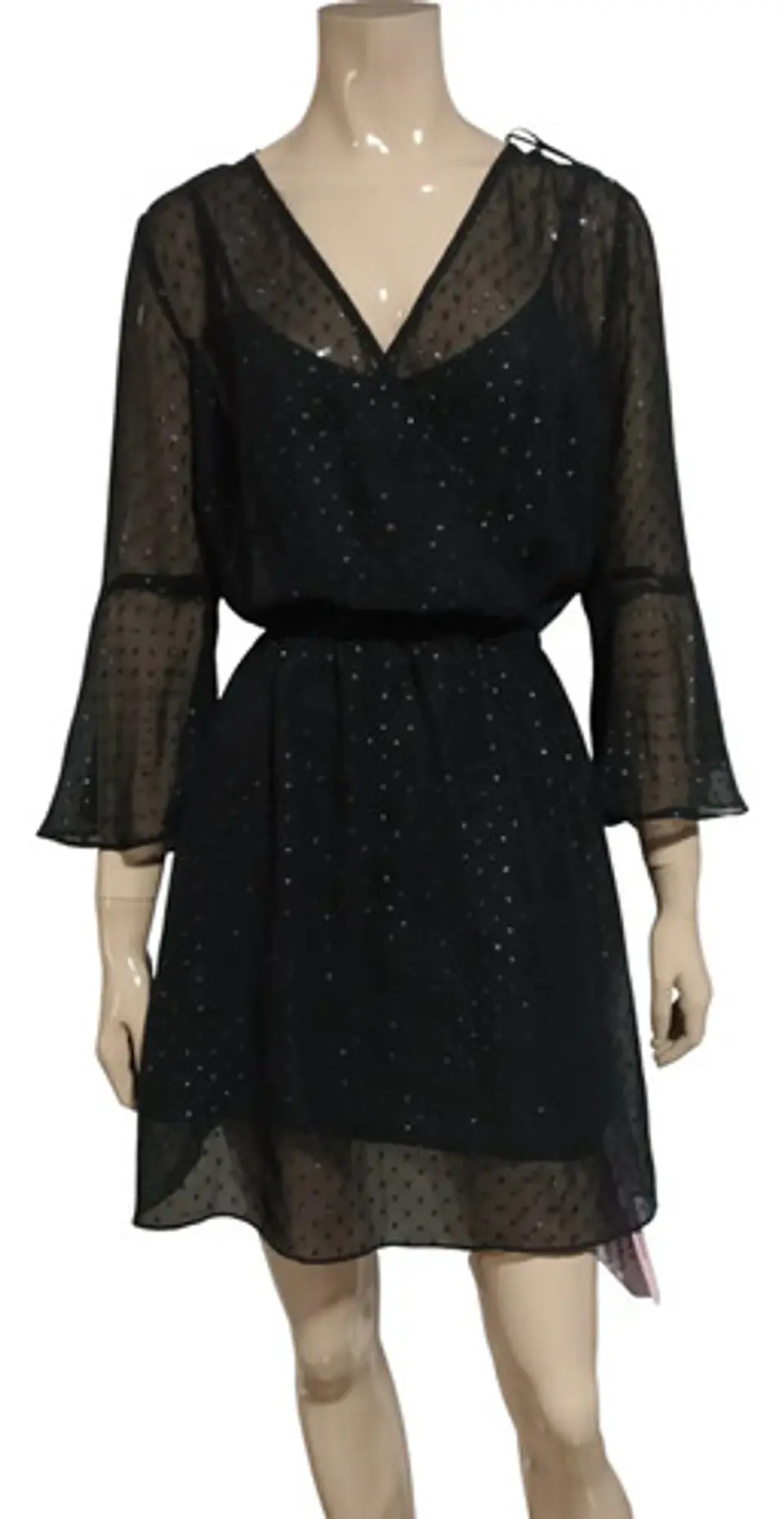 Vestido Corto Formal Coctel H & M De Gasa Y Mangas 3/4 2