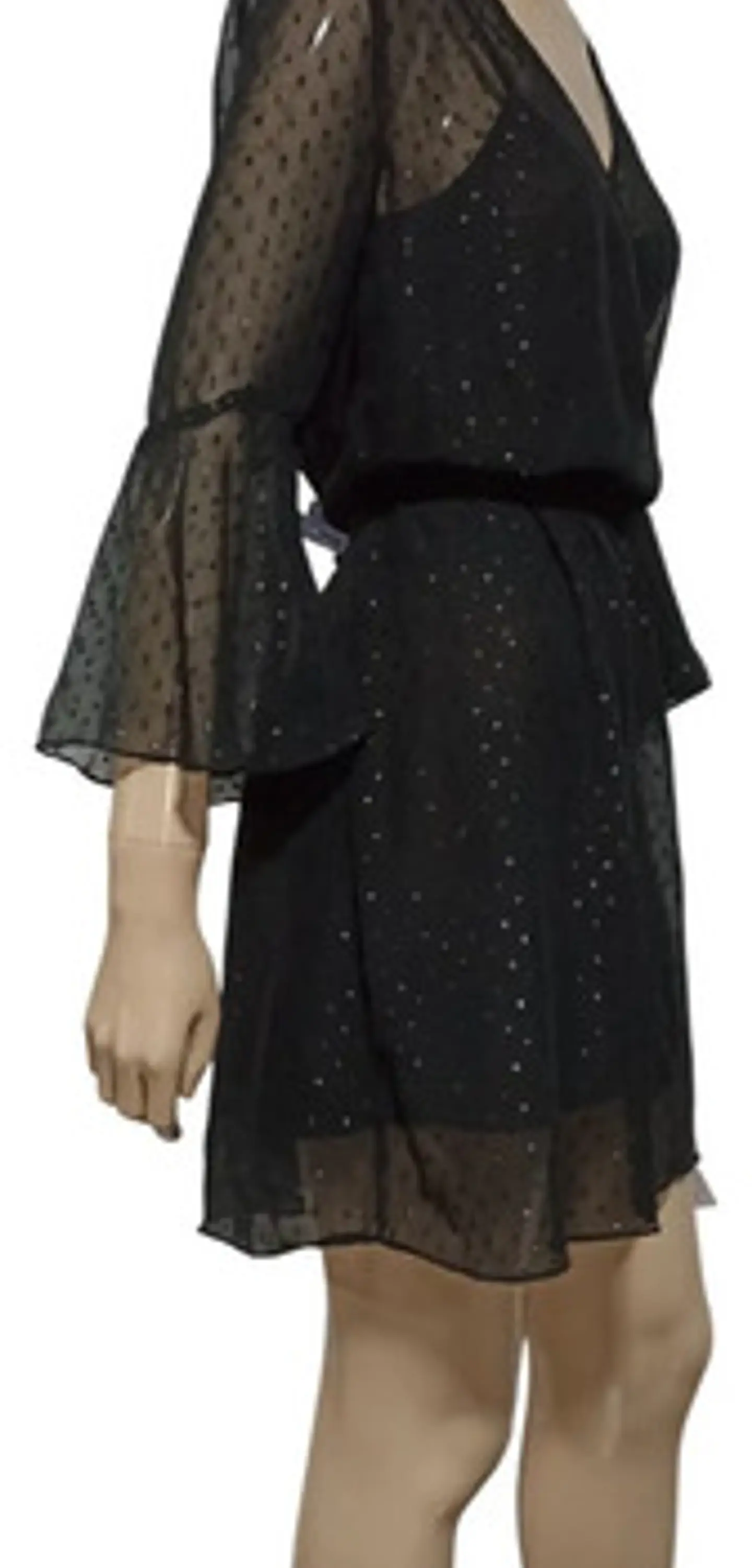 Vestido Corto Formal Coctel H & M De Gasa Y Mangas 3/4 3