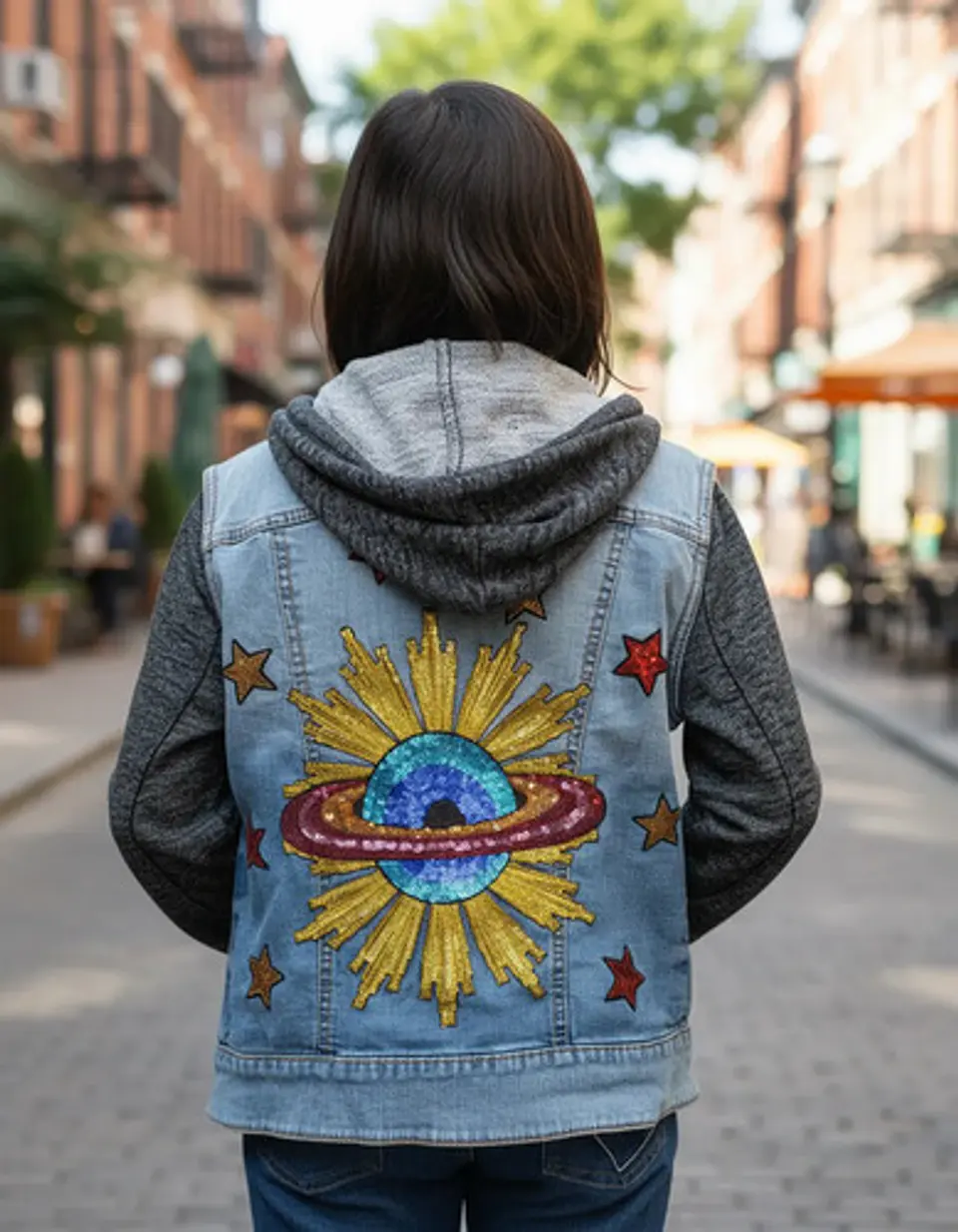 Chaqueta Mezclilla Unisex Mossimo Kids Bordados Lentejuelas 1