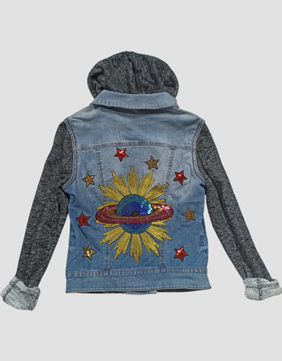 Chaqueta Mezclilla Unisex Mossimo Kids Bordados Lentejuelas 3