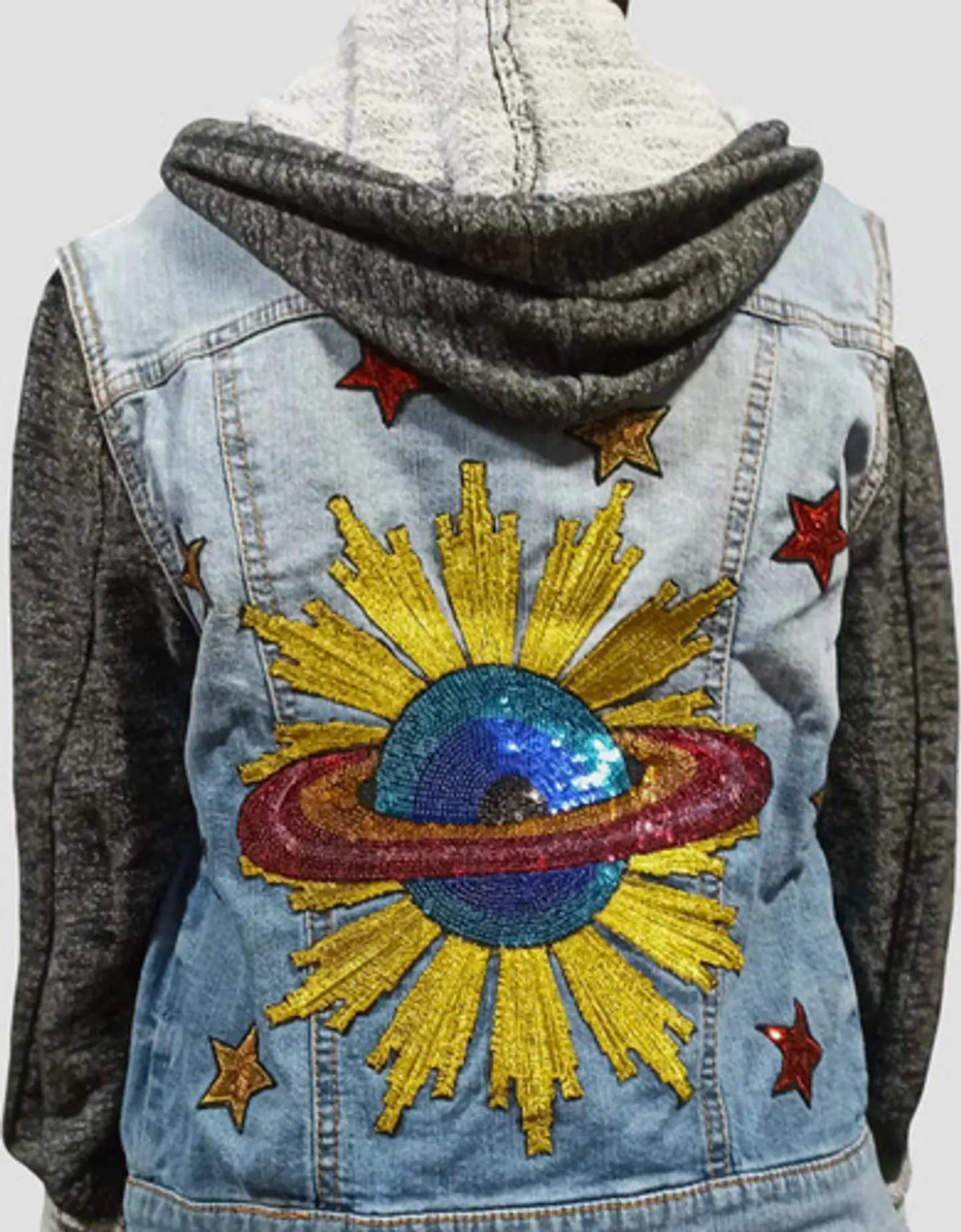Chaqueta Mezclilla Unisex Mossimo Kids Bordados Lentejuelas 4